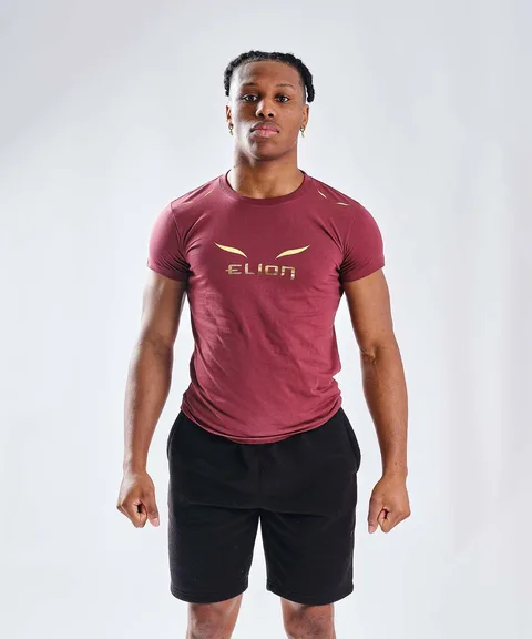 T-shirt Elion Ring Walk, bordeaux et or