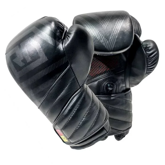 Gants de boxe RD Boxing Ultimate V6, cuir noir