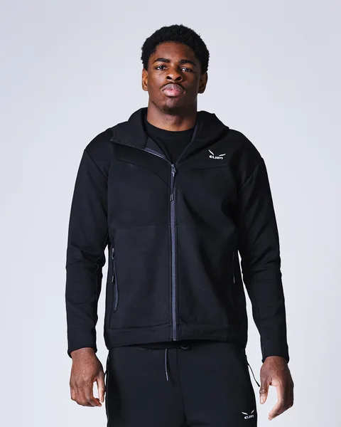 Sweat à capuche zippé Elion Nazareth, noir