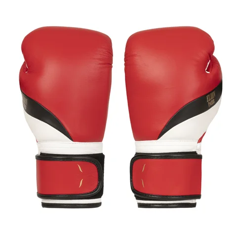 Gants de boxe L’Élégant Elion Velcro, rouge mat, noir et blanc mat