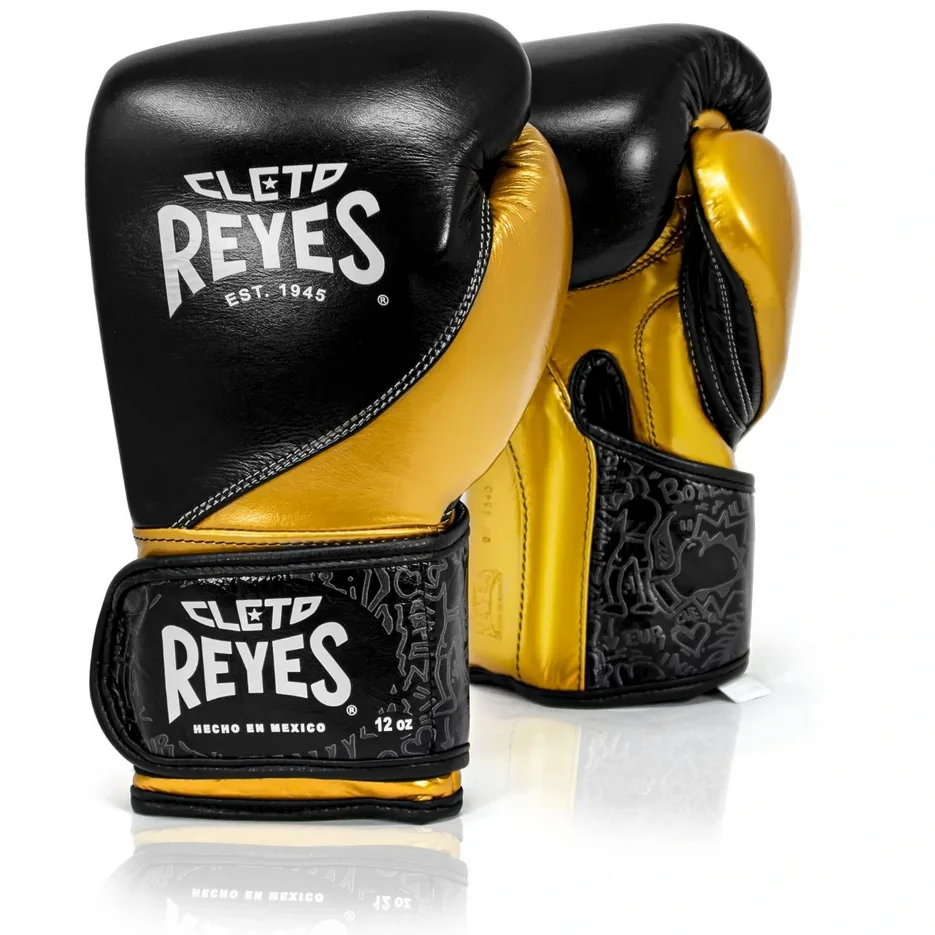Gants de boxe d’entraînement Cleto Reyes High Precision, noir et or