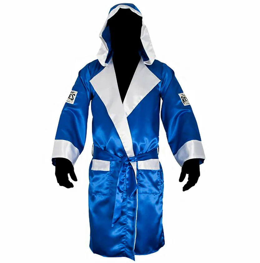 Peignoir de boxe à capuche Cleto Reyes, bleu et blanc
