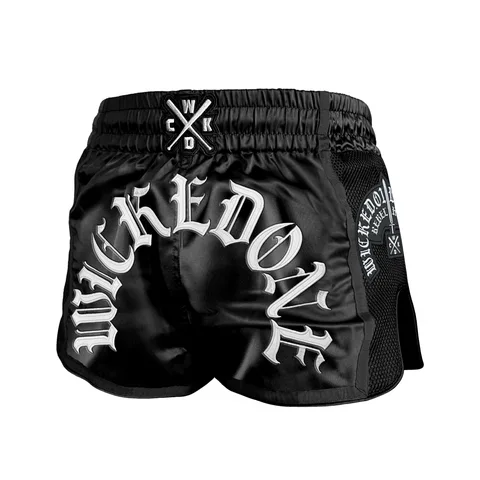 Short de boxe thaï Wicked One Swift Chains, noir