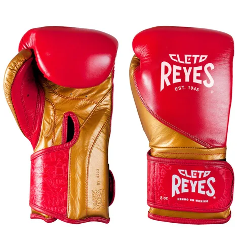 Gants de boxe d’entraînement Cleto Reyes High Precision, rouge et or