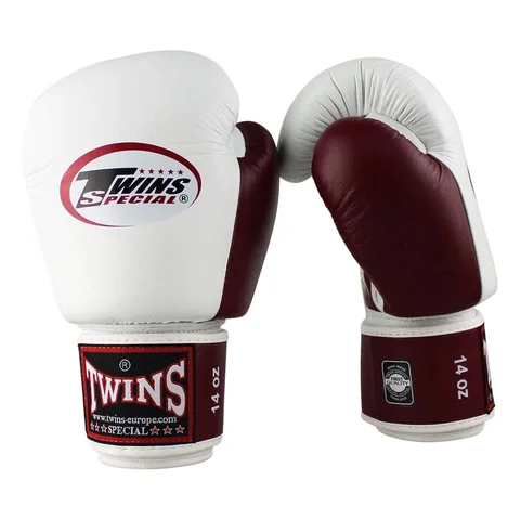 Gants de boxe d’entraînement Twins BGVL3, blanc et bordeaux
