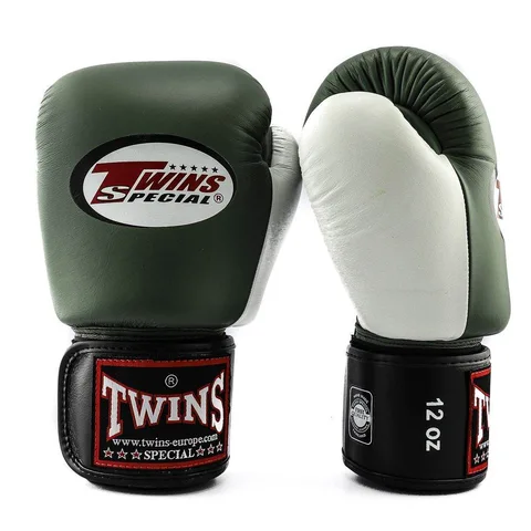 Gants de boxe d’entraînement Twins BGVL4, kaki et blanc