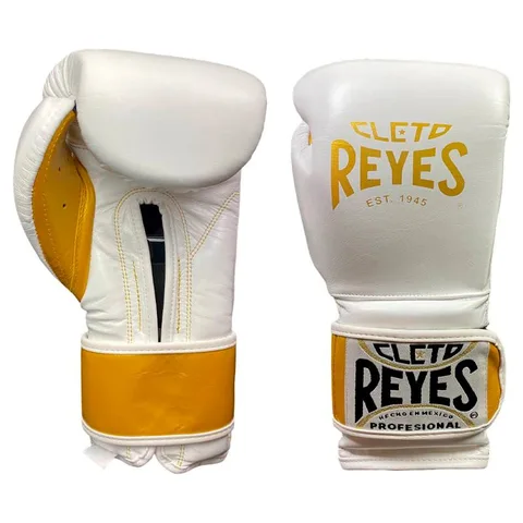 Gants de boxe d’entraînement Cleto Reyes Pro Sparring, blanc et or