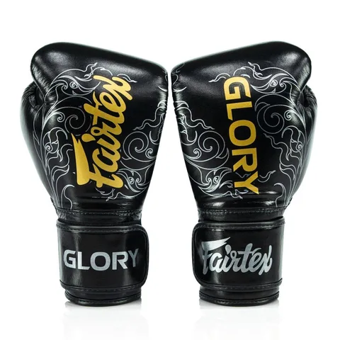 Gants de boxe d’entraînement Fairtex × Glory, noir et argent