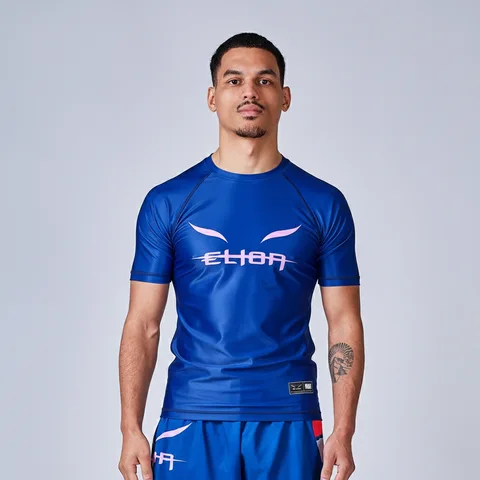 Rashguard Naruto × Elion Classic manches courtes, Sasuke bleu