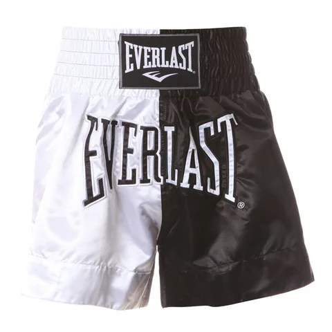 Short de boxe thaï Everlast, blanc et noir