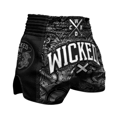 Short de boxe thaï Wicked One Rude, noir
