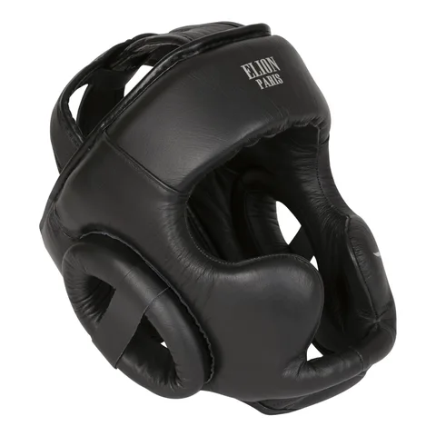 Casque de boxe Elion, cuir noir