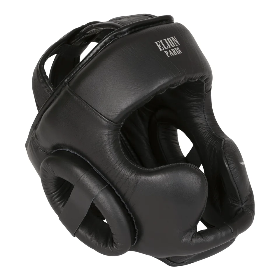 Casque de boxe Elion, cuir noir
