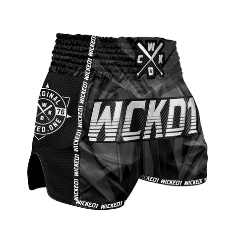 Short de boxe thaï Wicked One Diamond, noir