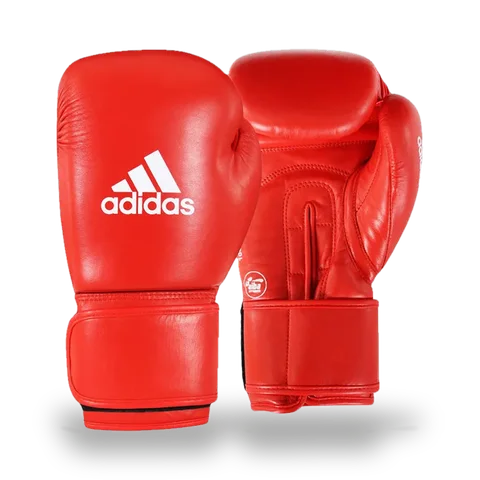 Gants de boxe amateur Adidas FFB AIBA, cuir rouge