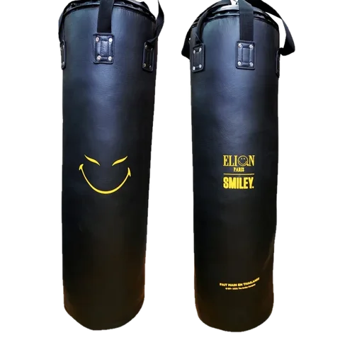 Sac de frappe Elion × Smiley 50th Anniversary 1,30 m 45 kg, cuir noir