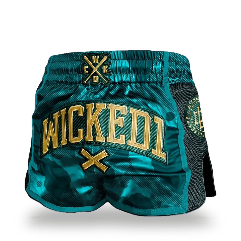 Short de boxe thaï Wicked One Swift, vert