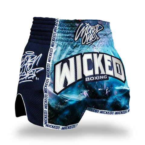 Short de boxe thaï Wicked One Blue Print