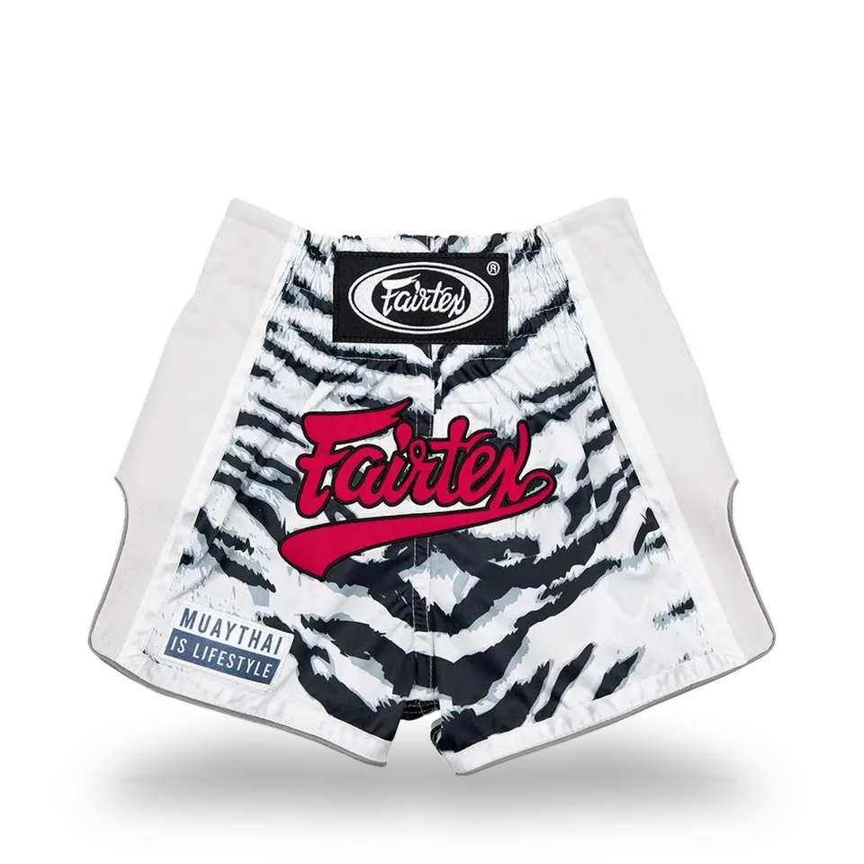 Short de boxe thaï Fairtex Tiger, blanc