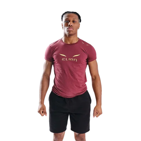 T-shirt Elion Ring Walk, bordeaux et or