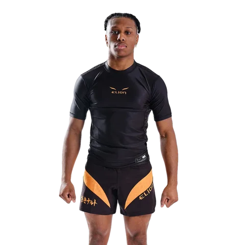 Rashguard Naruto × Elion manches courtes, Naruto noir et orange