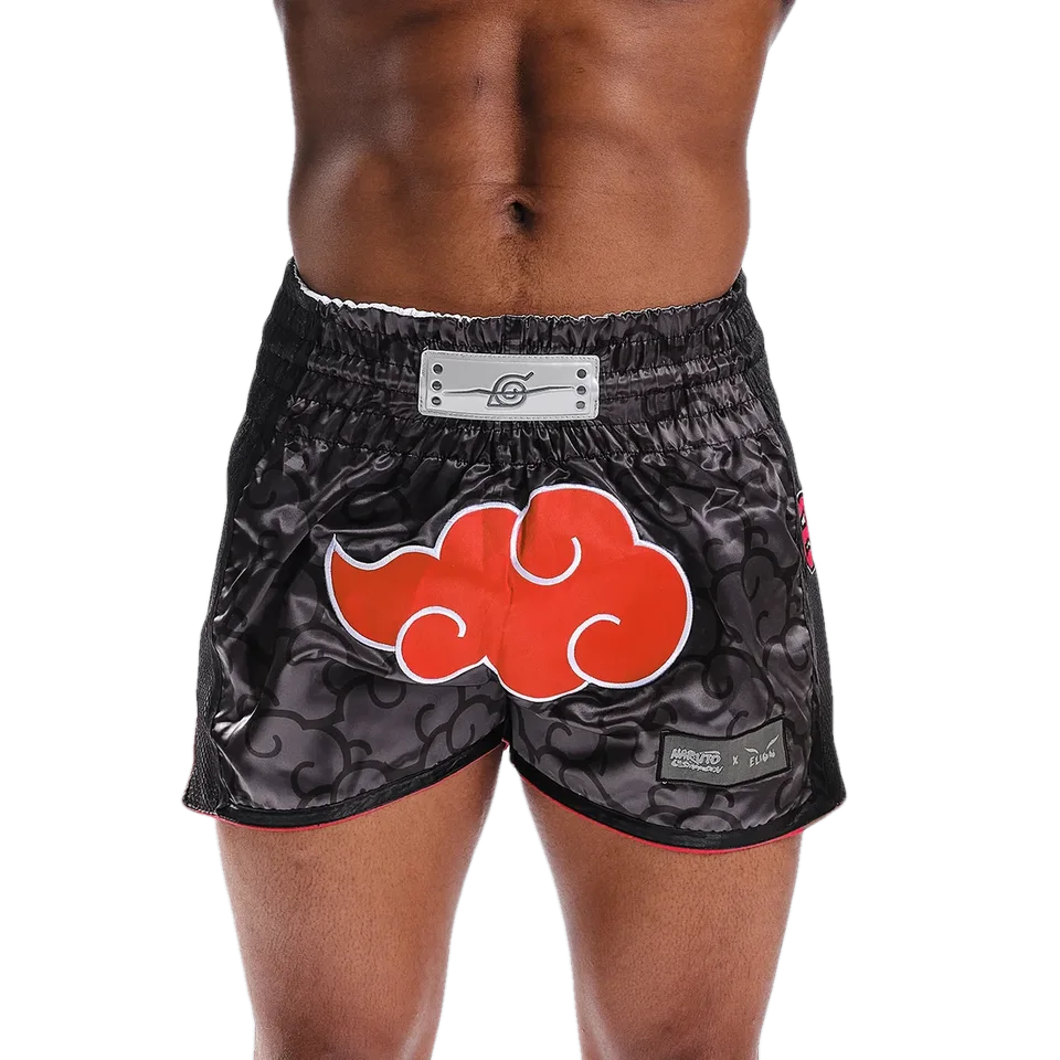 Short de boxe thaï Naruto × Elion, Akatsuki noir et rouge