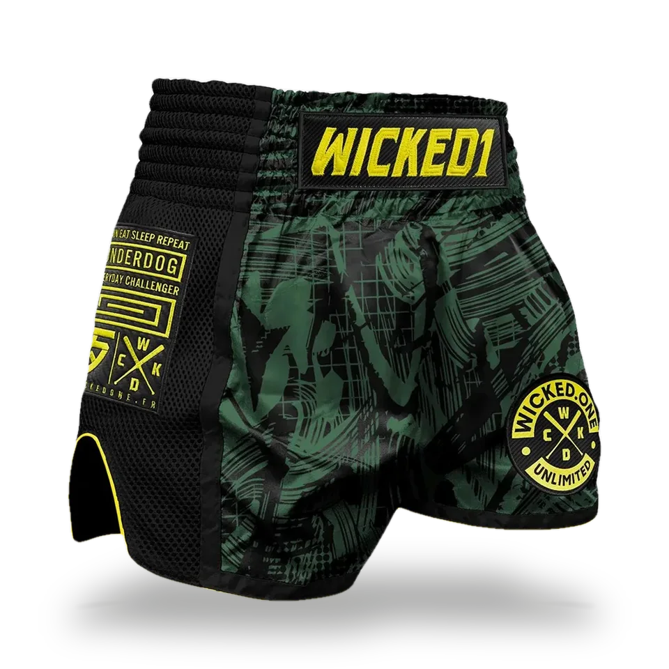 Short de boxe thaï Wicked One Havoc, kaki