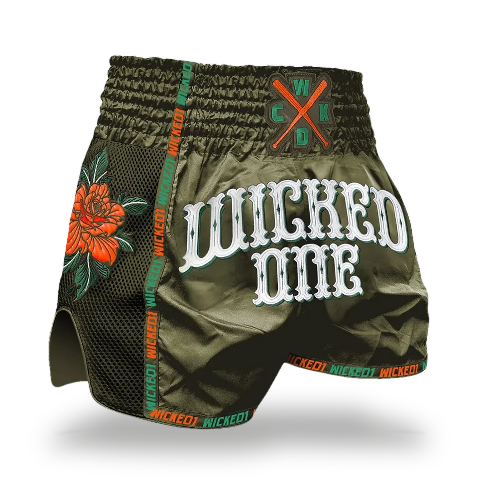 Short de boxe thaï Wicked One Bandido, kaki