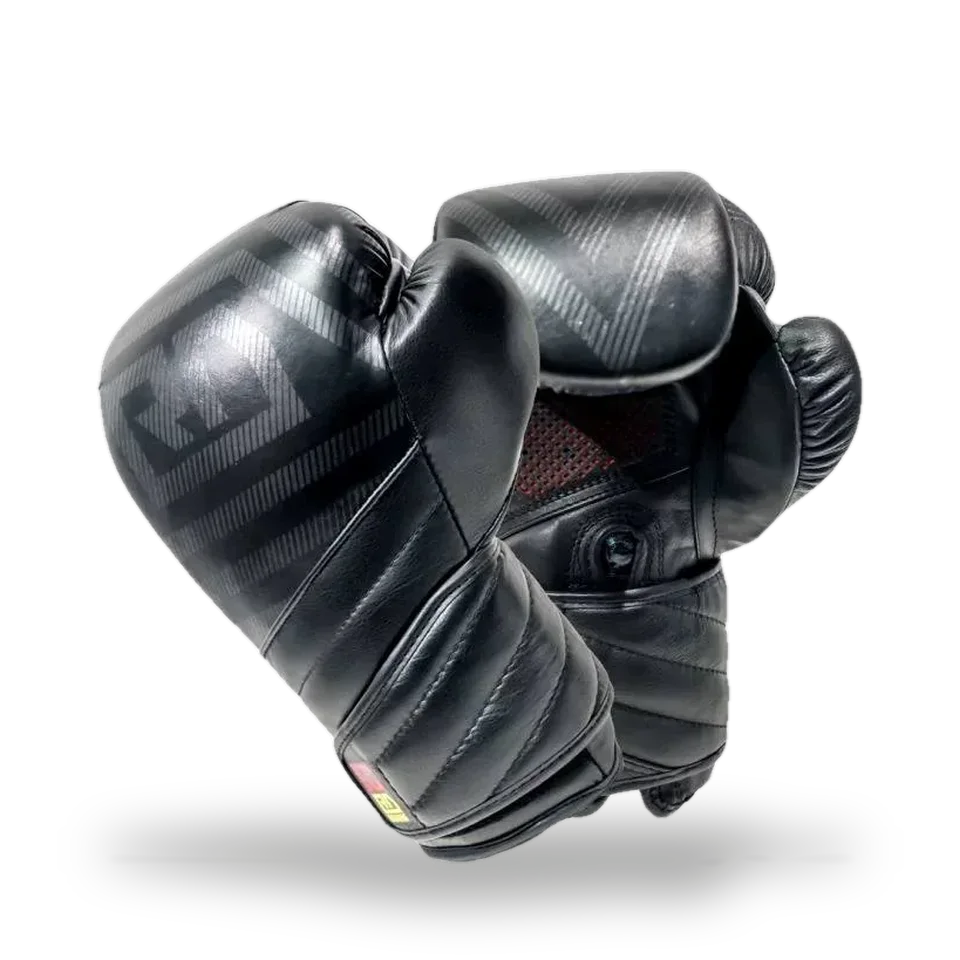 Gants de boxe RD Boxing Ultimate V6, cuir noir