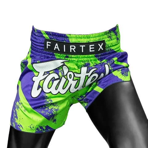Short de boxe thaï Fairtex Street King, bleu et vert
