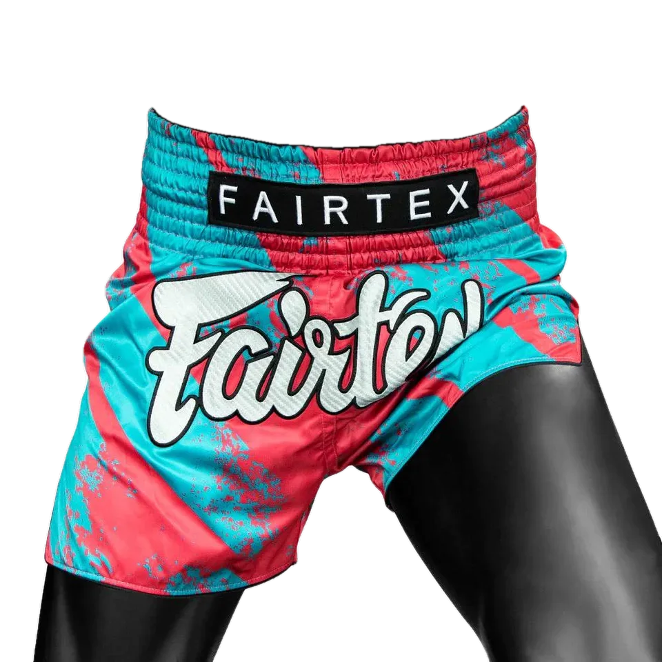 Short de boxe thaï Fairtex Street King, turquoise et rouge