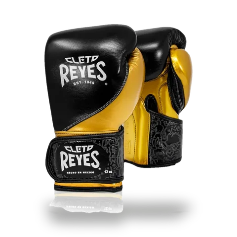 Gants de boxe d’entraînement Cleto Reyes High Precision, noir et or
