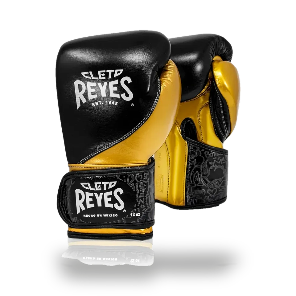 Gants de boxe d’entraînement Cleto Reyes High Precision, noir et or
