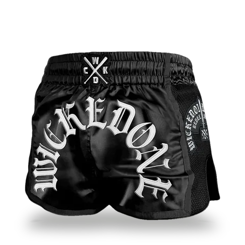 Short de boxe thaï Wicked One Swift Chains, noir