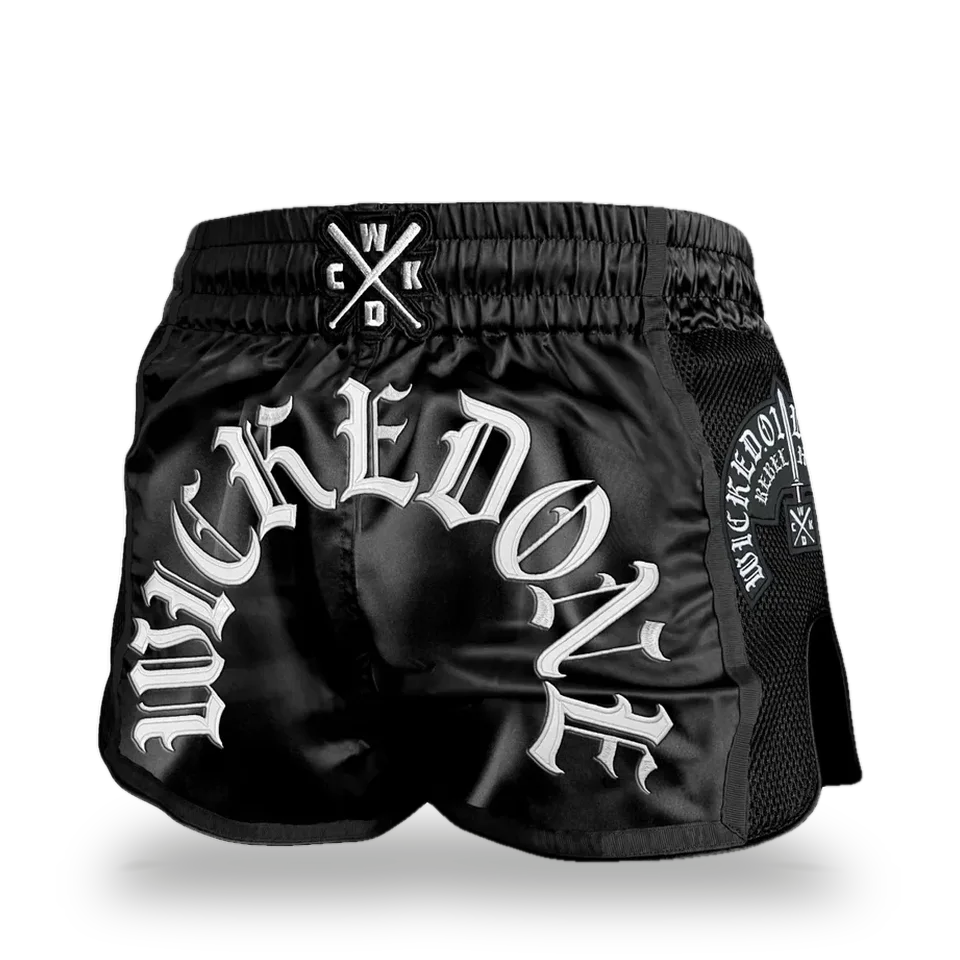 Short de boxe thaï Wicked One Swift Chains, noir