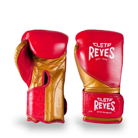 Gants de boxe d’entraînement Cleto Reyes High Precision, rouge et or