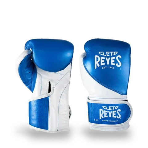 Gants de boxe d’entraînement Cleto Reyes High Precision, bleu et blanc