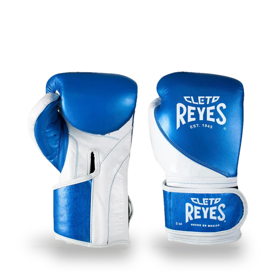 Gants de boxe d’entraînement Cleto Reyes High Precision, bleu et blanc