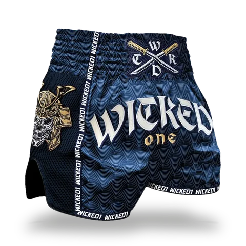 Short de boxe thaï Wicked One Samurai, bleu