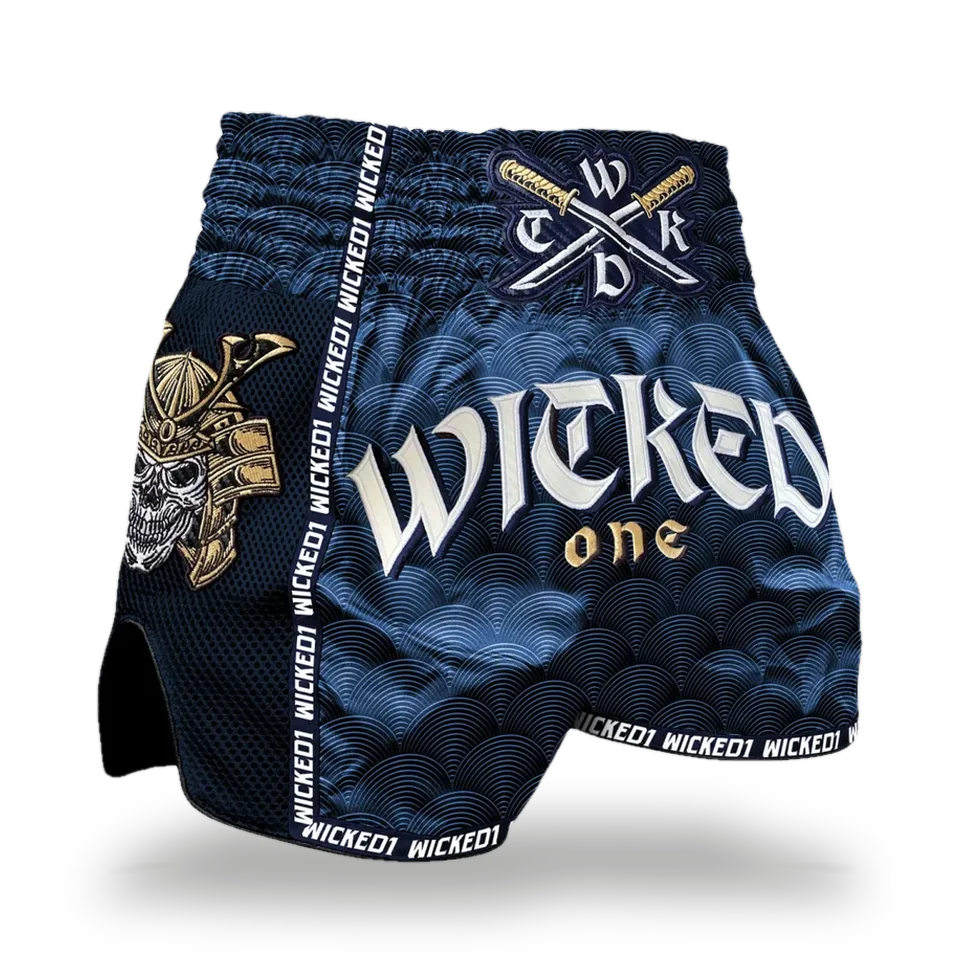 Short de boxe thaï Wicked One Samurai, bleu