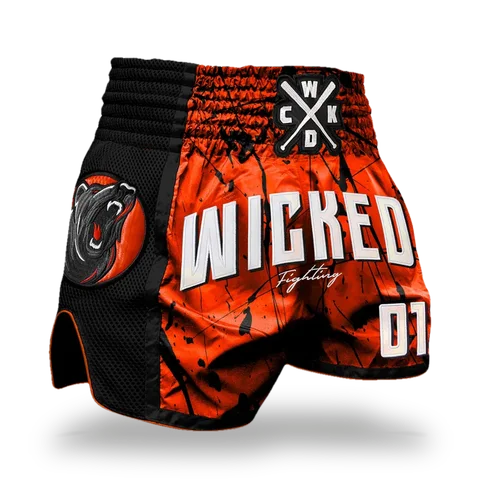 Short de boxe thaï Wicked One Bad Bear, orange
