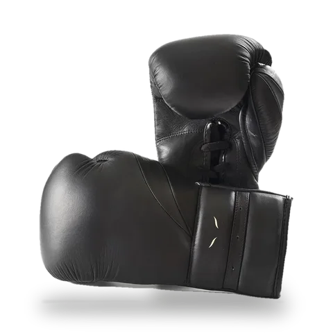 Gants de boxe d’entraînement à lacets Elion Elegant, cuir noir