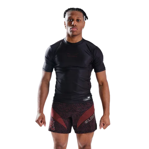 Rashguard Naruto × Elion manches courtes, Akatsuki noir et bordeaux