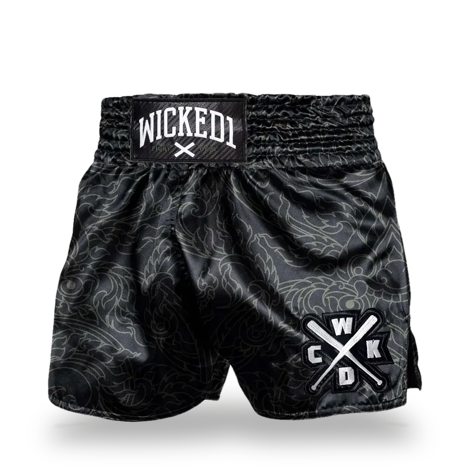 Short de boxe thaï Wicked One Kwai, kaki