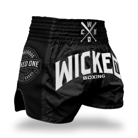 Short de boxe thaï Wicked One Block, noir