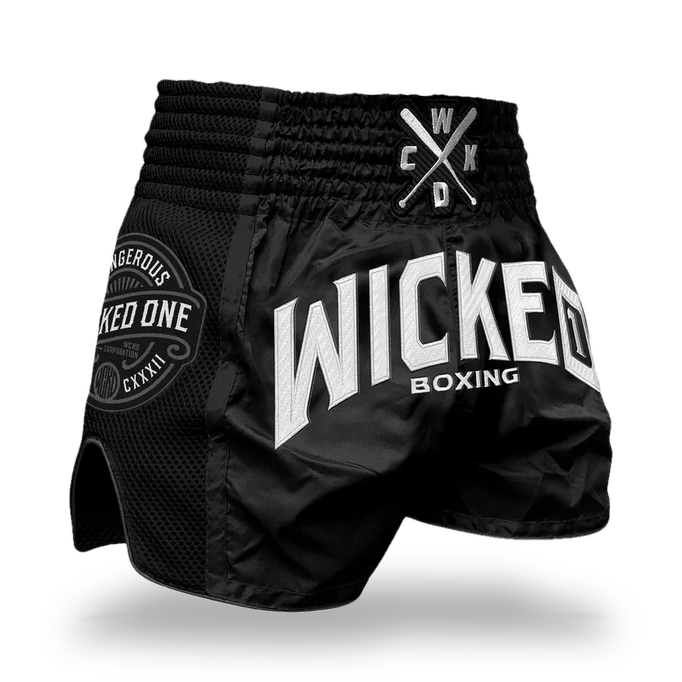 Short de boxe thaï Wicked One Block, noir