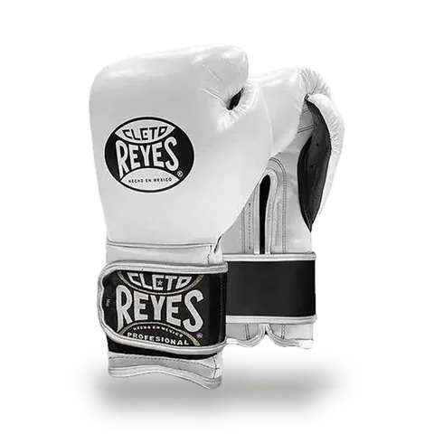 Gants de boxe d’entraînement Cleto Reyes Pro Sparring, blanc et noir
