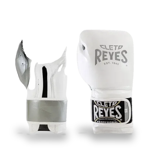 Gants de boxe d’entraînement Cleto Reyes Pro Sparring, blanc et argent