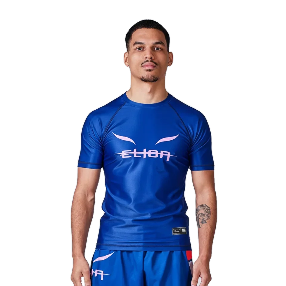 Rashguard Naruto × Elion Classic manches courtes, Sasuke bleu