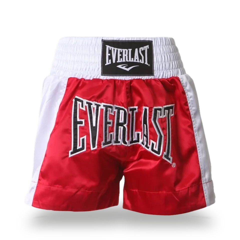 Short de boxe thaï Everlast, rouge et blanc